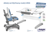 Dětský set Mayer – rostoucí židle  MYCHAMP a rostoucí stůl UNIQ, modrý + dárek